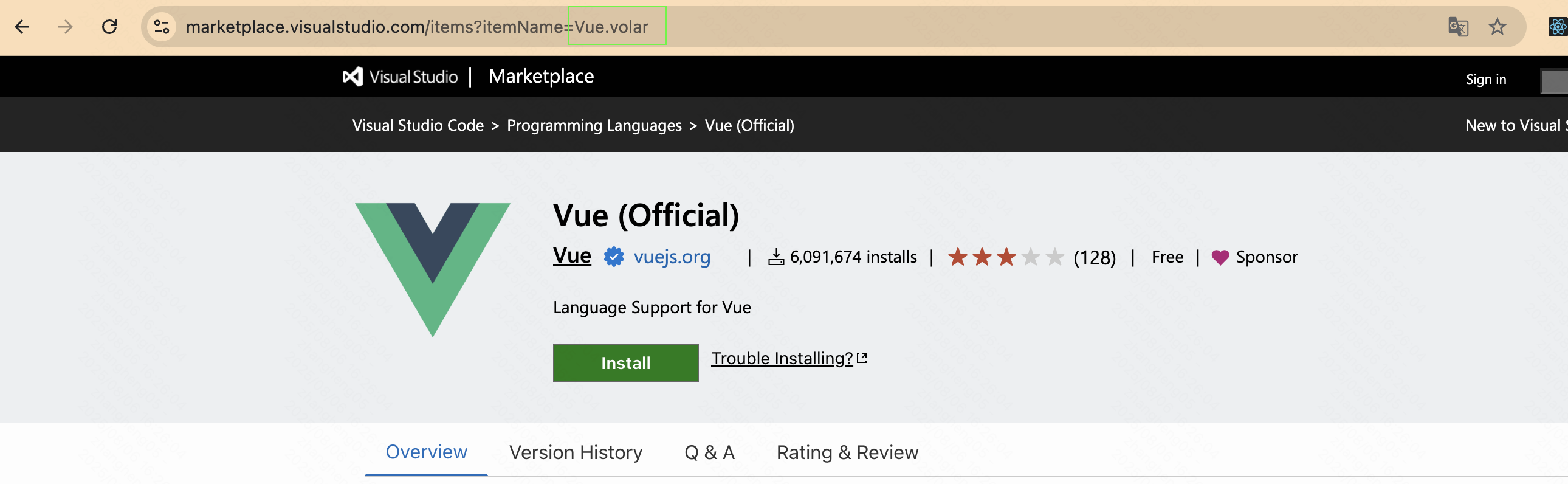 VS Code Marketplace Extension Info