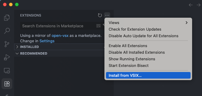 VSIX File Installation